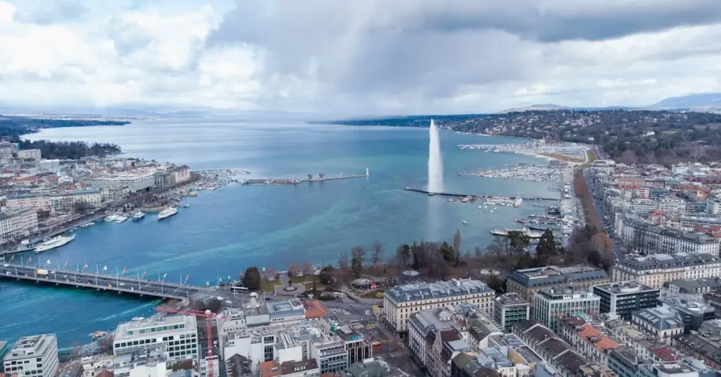 Jakie miasto w Szwajcarii słynie z Jet d'Eau?